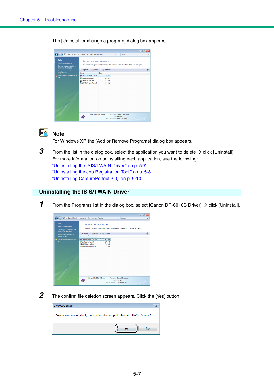 Uninstalling the isis/twain driver, Uninstalling the isis/twain driver -7 | Canon IMAGE FORMULA DR-6010C User Manual | Page 85 / 142