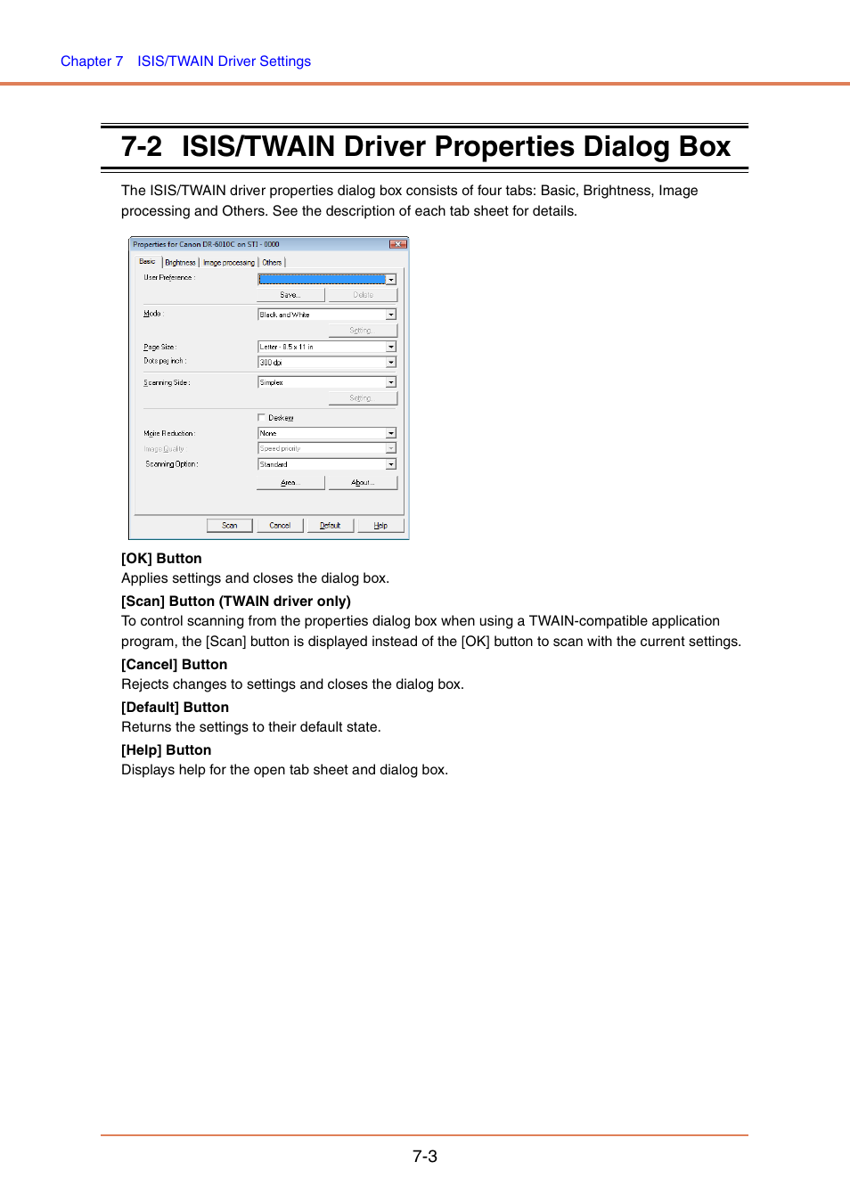 2 isis/twain driver properties dialog box, Isis/twain driver properties dialog box -3 | Canon IMAGE FORMULA DR-6010C User Manual | Page 98 / 142