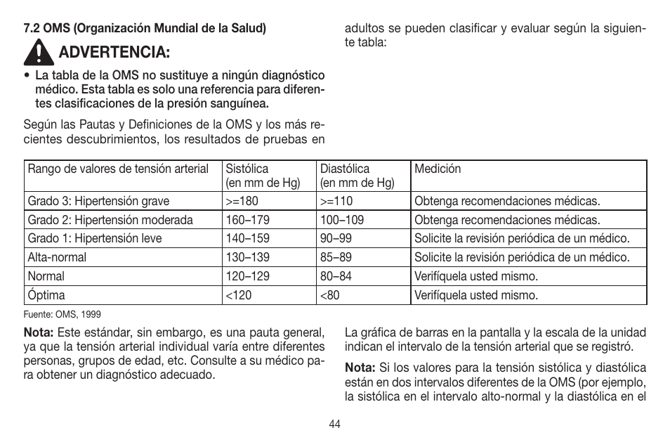 Advertencia | Beurer BC 58 User Manual | Page 44 / 56