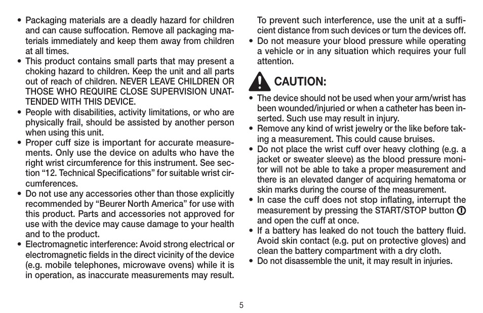 Caution | Beurer BC 58 User Manual | Page 5 / 56