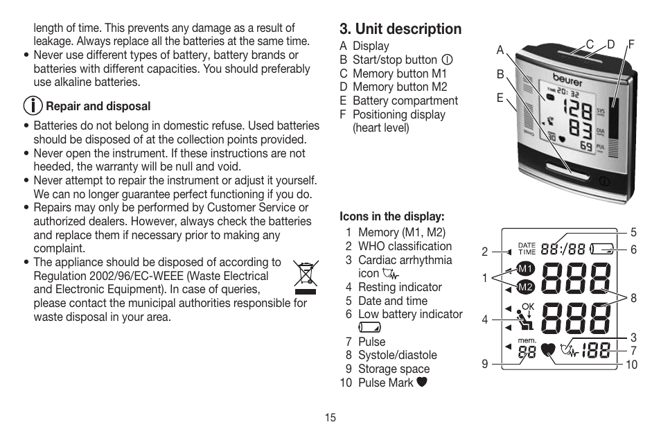 Unit description | Beurer BC 60 User Manual | Page 15 / 84