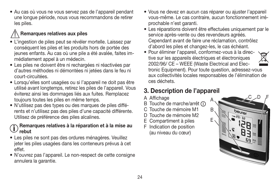 Description de l’appareil | Beurer BC 60 User Manual | Page 24 / 84