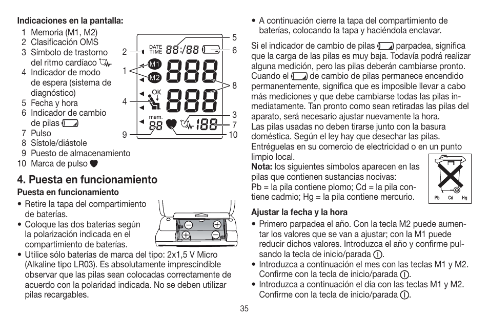 Puesta en funcionamiento | Beurer BC 60 User Manual | Page 35 / 84
