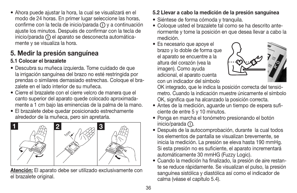 Medir la presión sanguínea | Beurer BC 60 User Manual | Page 36 / 84