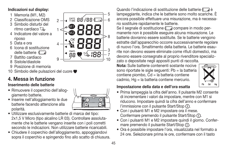 Messa in funzione | Beurer BC 60 User Manual | Page 45 / 84