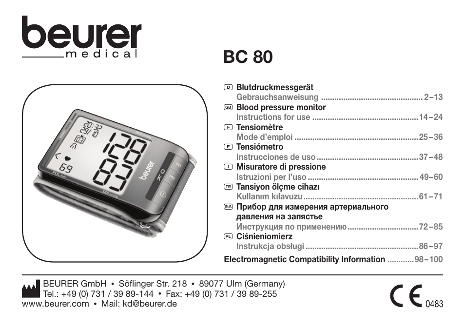 Beurer BC 80 User Manual | 100 pages