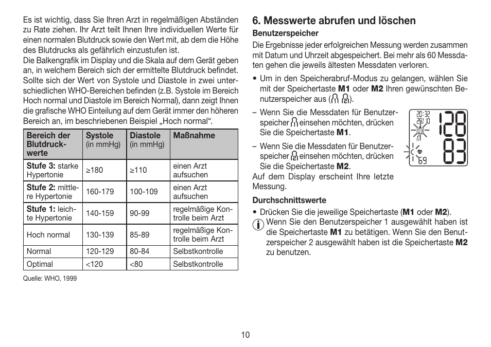 Messwerte abrufen und löschen | Beurer BC 80 User Manual | Page 10 / 100