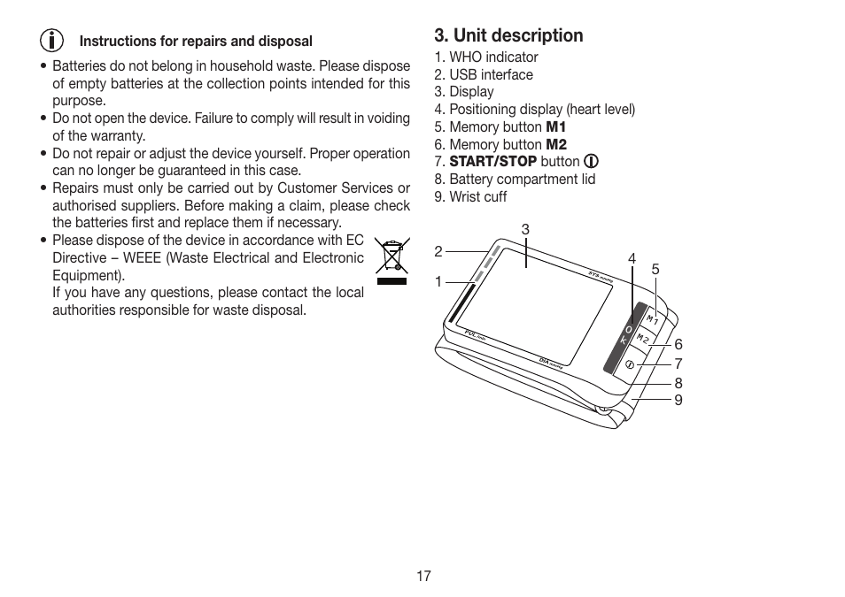 Unit description | Beurer BC 80 User Manual | Page 17 / 100