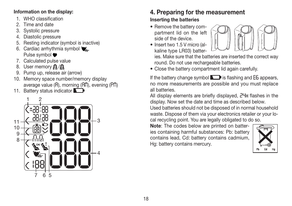 Preparing for the measurement | Beurer BC 80 User Manual | Page 18 / 100