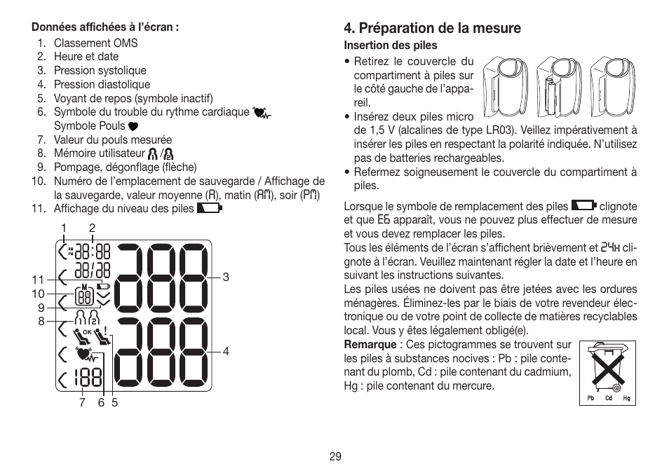 Préparation de la mesure | Beurer BC 80 User Manual | Page 29 / 100