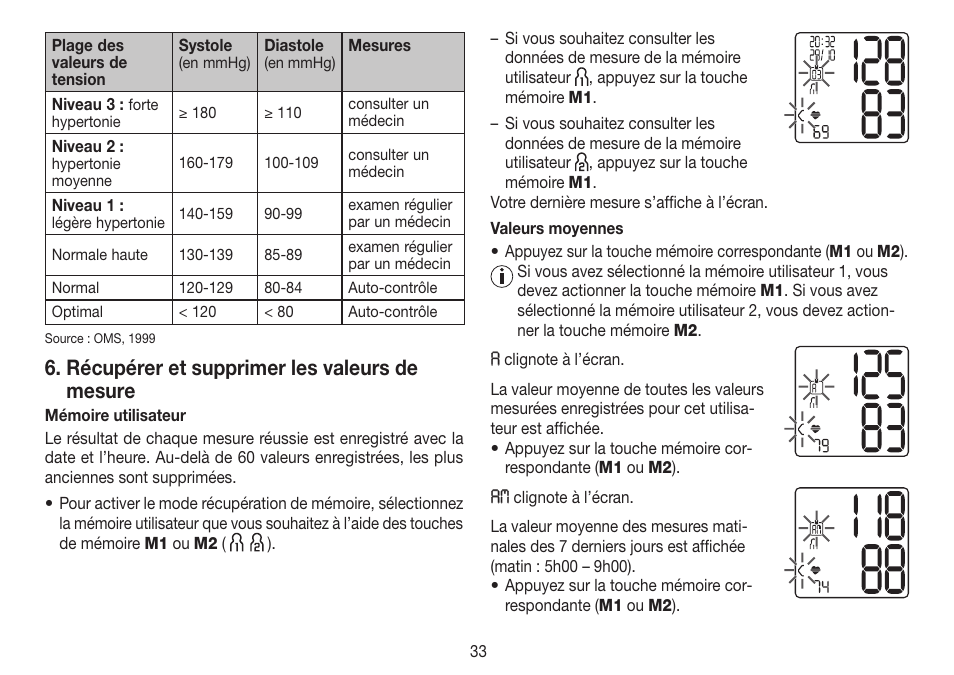 Récupérer et supprimer les valeurs de mesure | Beurer BC 80 User Manual | Page 33 / 100