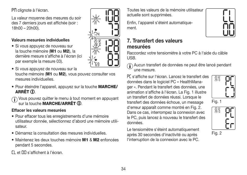 Transfert des valeurs mesurées | Beurer BC 80 User Manual | Page 34 / 100