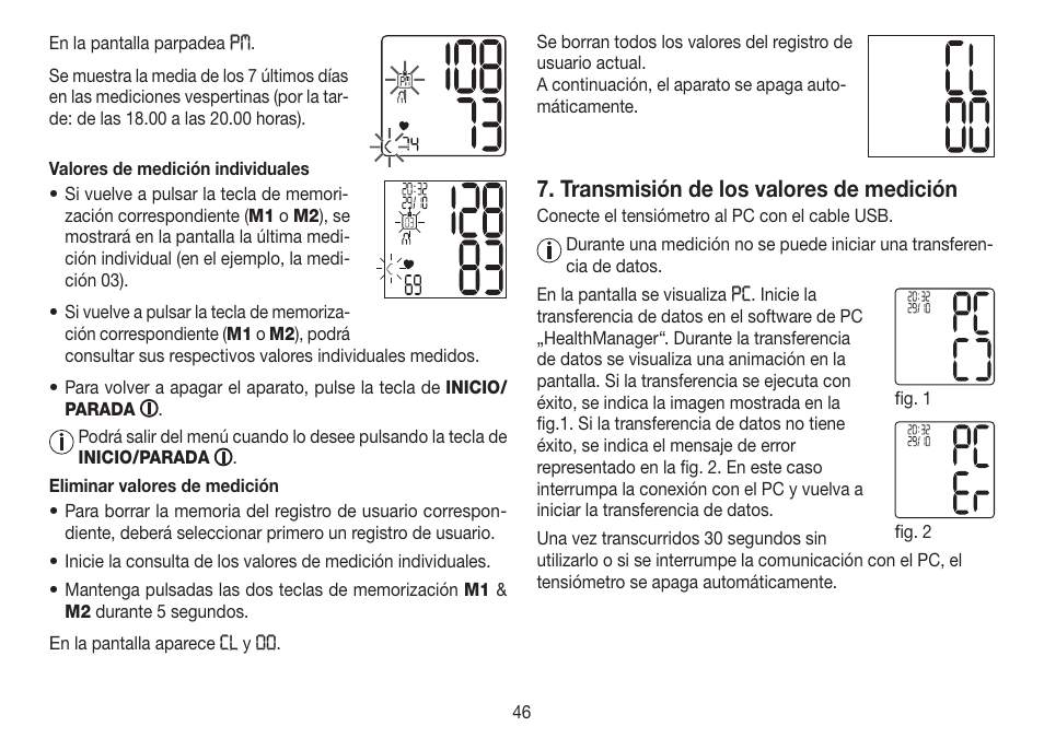 Transmisión de los valores de medición | Beurer BC 80 User Manual | Page 46 / 100