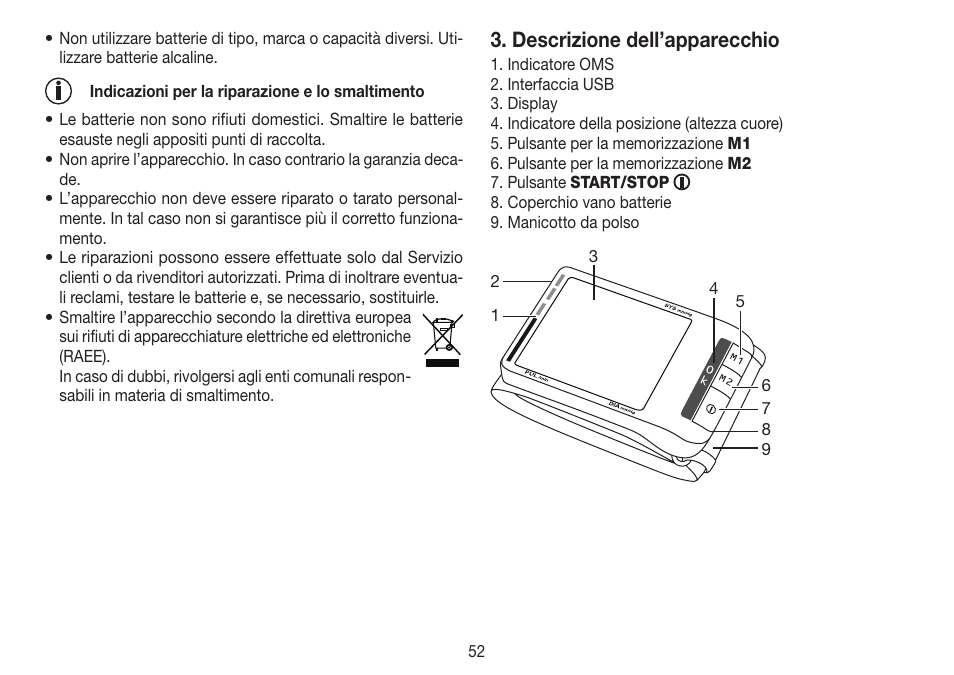 Descrizione dell’apparecchio | Beurer BC 80 User Manual | Page 52 / 100