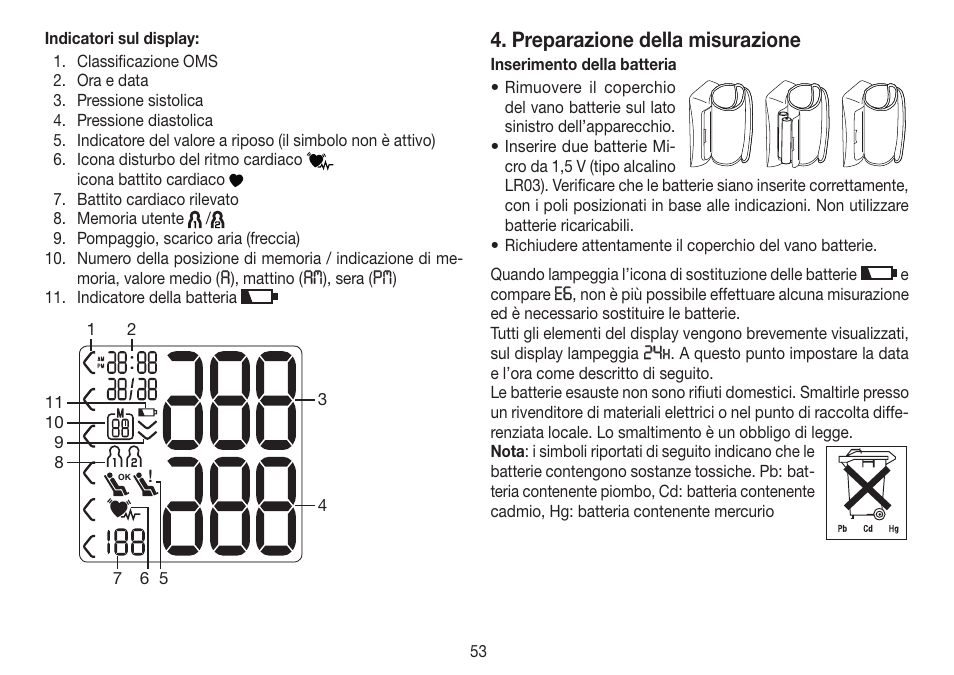 Preparazione della misurazione | Beurer BC 80 User Manual | Page 53 / 100