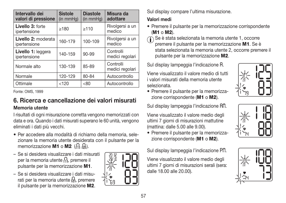 Ricerca e cancellazione dei valori misurati | Beurer BC 80 User Manual | Page 57 / 100