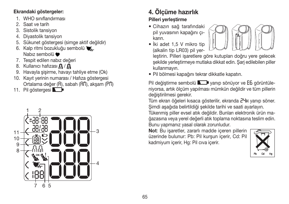 Ölçüme hazırlık | Beurer BC 80 User Manual | Page 65 / 100