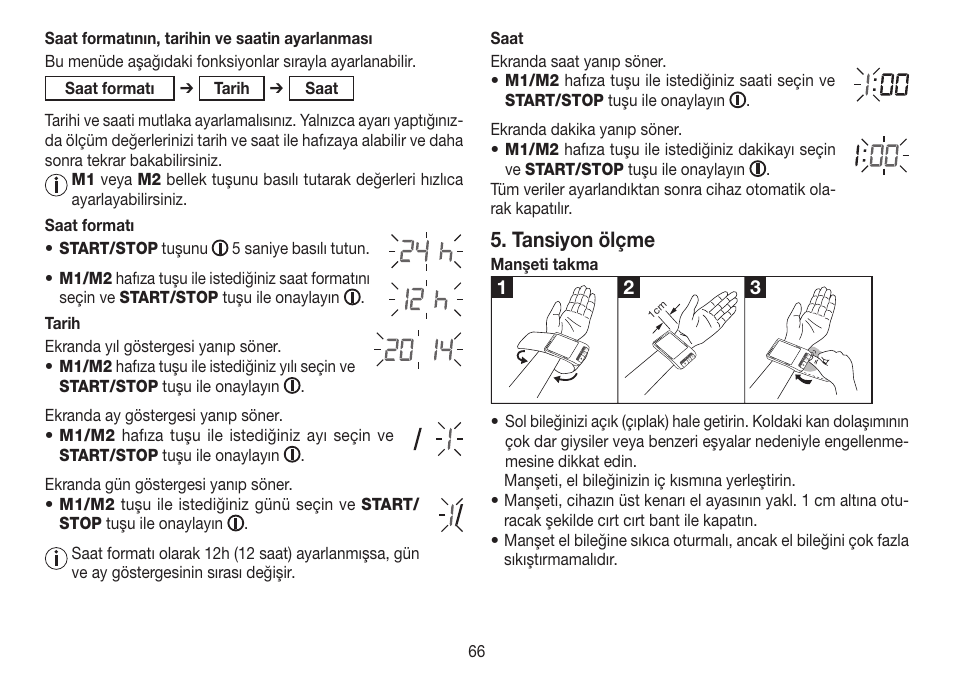 Tansiyon ölçme | Beurer BC 80 User Manual | Page 66 / 100