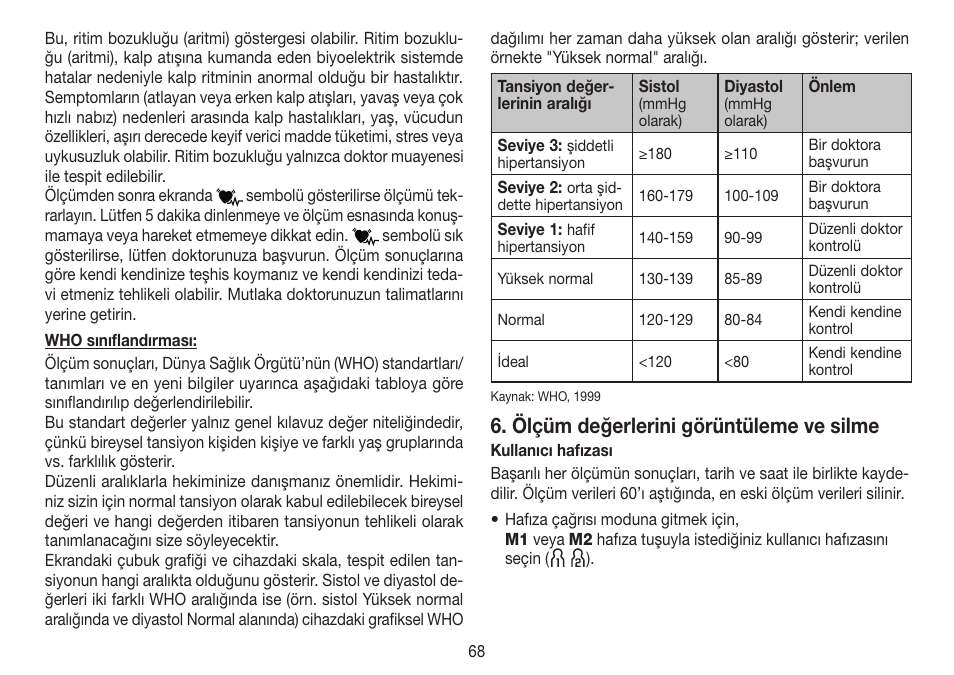 Ölçüm değerlerini görüntüleme ve silme | Beurer BC 80 User Manual | Page 68 / 100