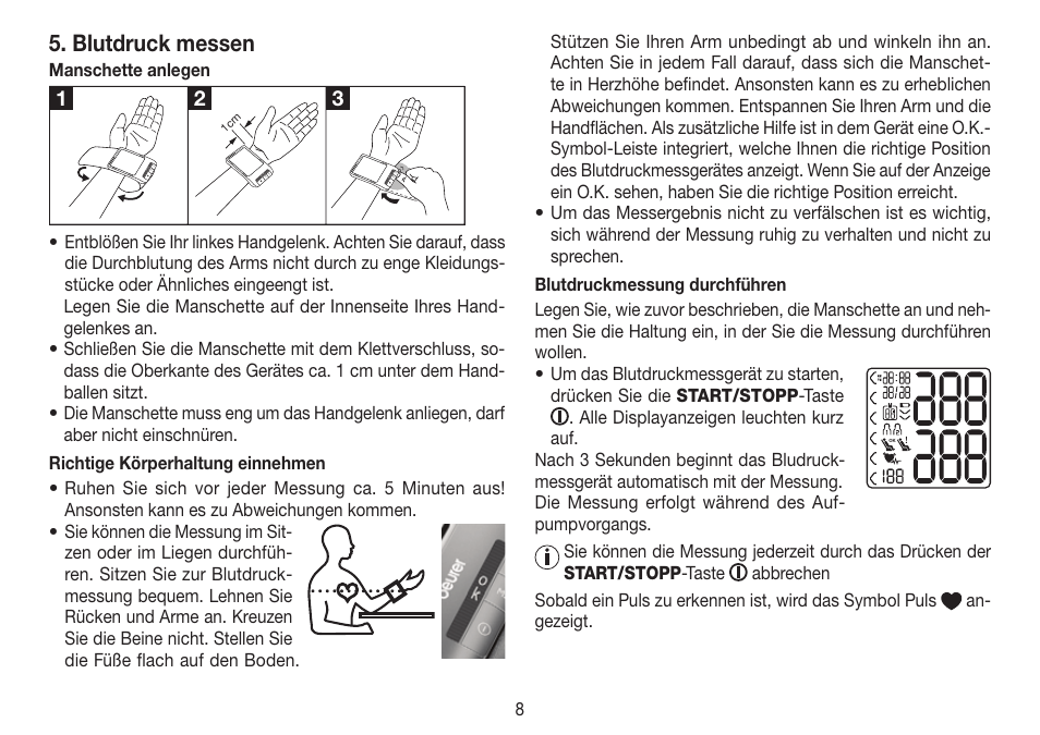 Blutdruck messen | Beurer BC 80 User Manual | Page 8 / 100