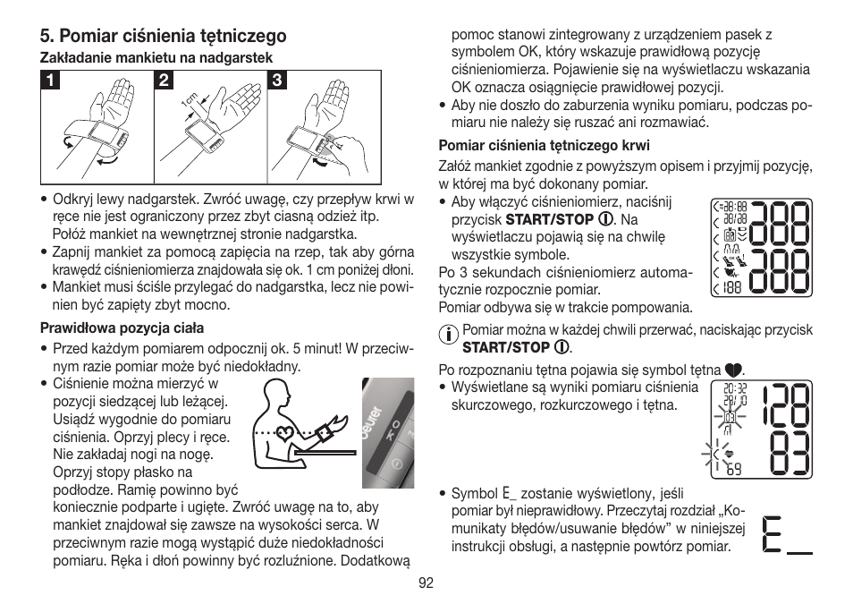 Pomiar ciśnienia tętniczego | Beurer BC 80 User Manual | Page 92 / 100