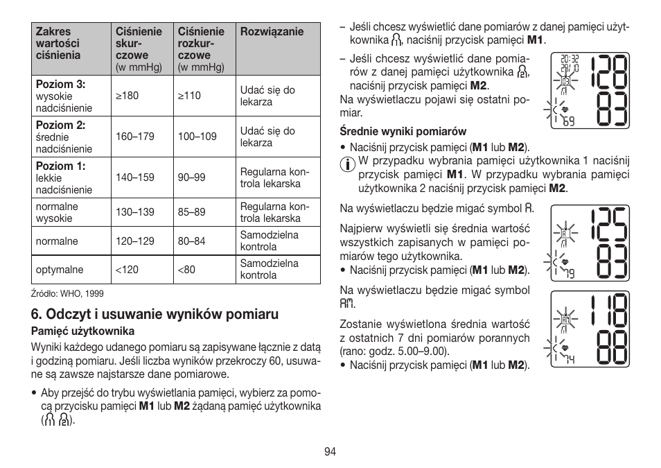 Odczyt i usuwanie wyników pomiaru | Beurer BC 80 User Manual | Page 94 / 100