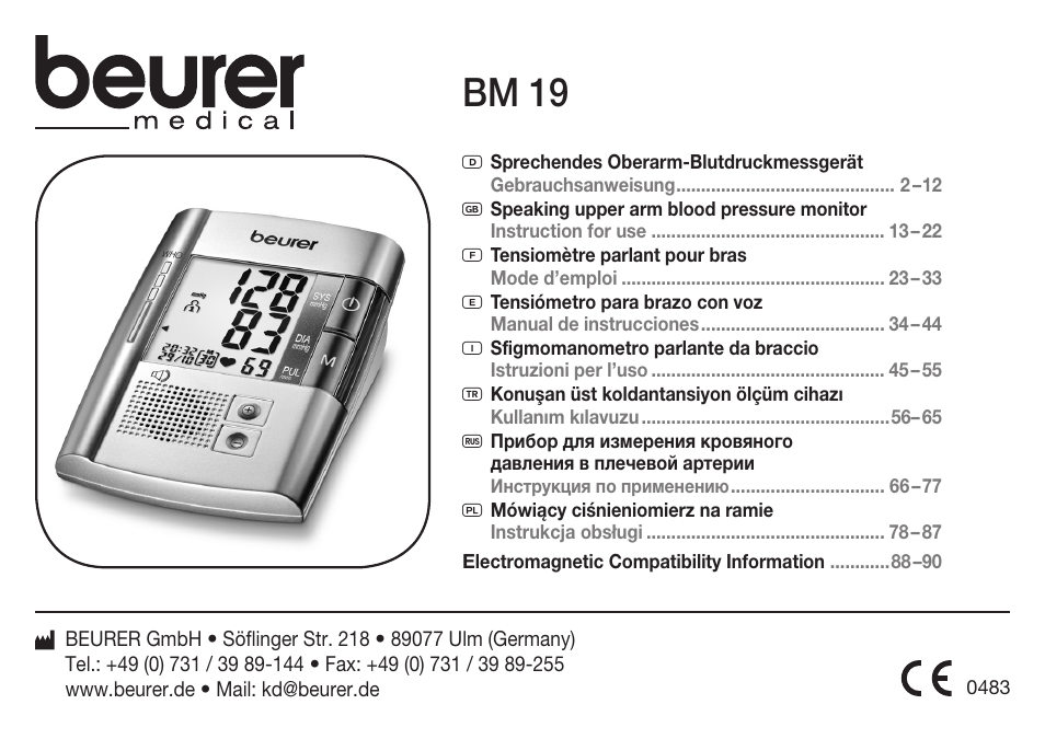 Beurer BM 19 User Manual | 92 pages