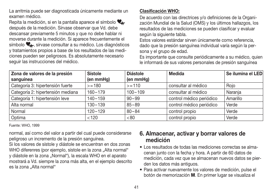 Almacenar, activar y borrar valores de medición | Beurer BM 19 User Manual | Page 41 / 92