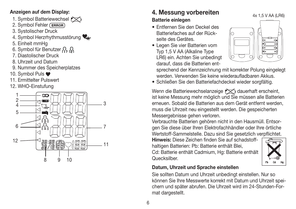 Messung vorbereiten | Beurer BM 19 User Manual | Page 6 / 92