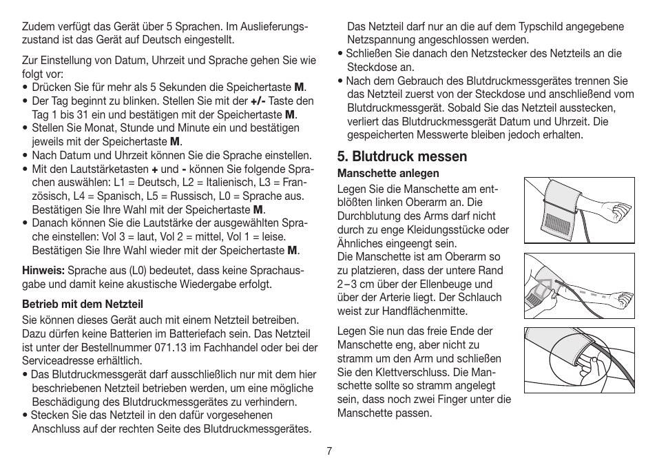 Blutdruck messen | Beurer BM 19 User Manual | Page 7 / 92