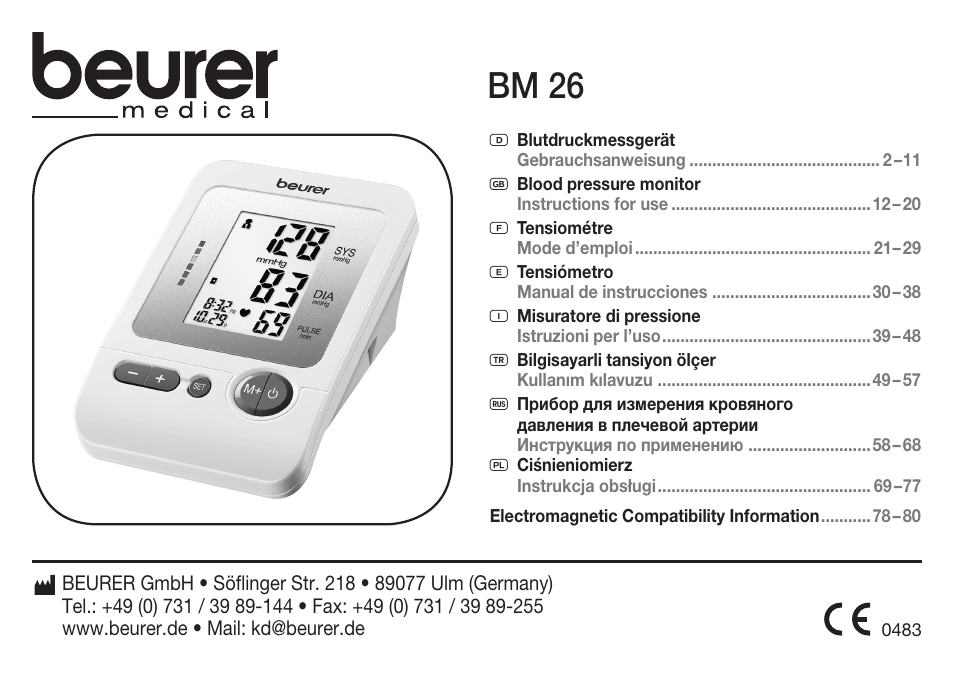 Beurer BM 26 User Manual | 80 pages