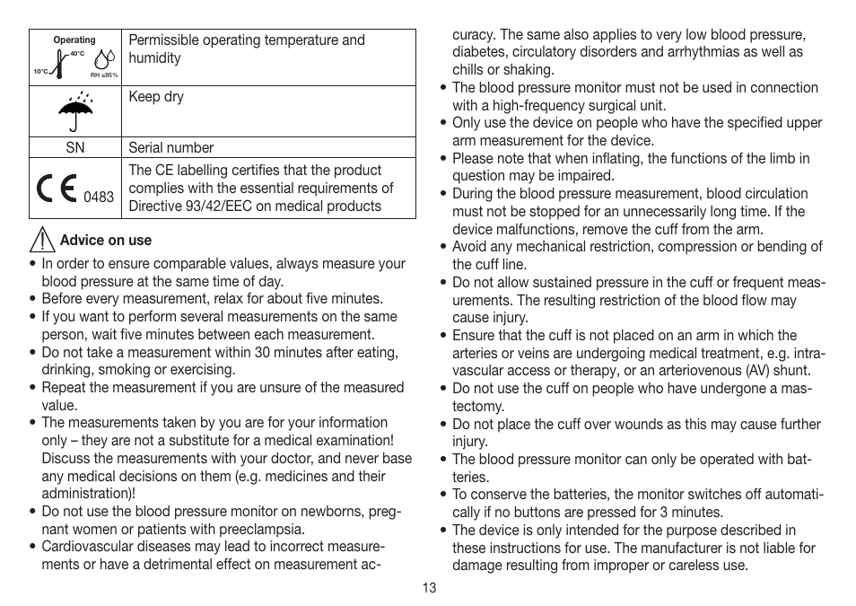 Beurer BM 26 User Manual | Page 13 / 80