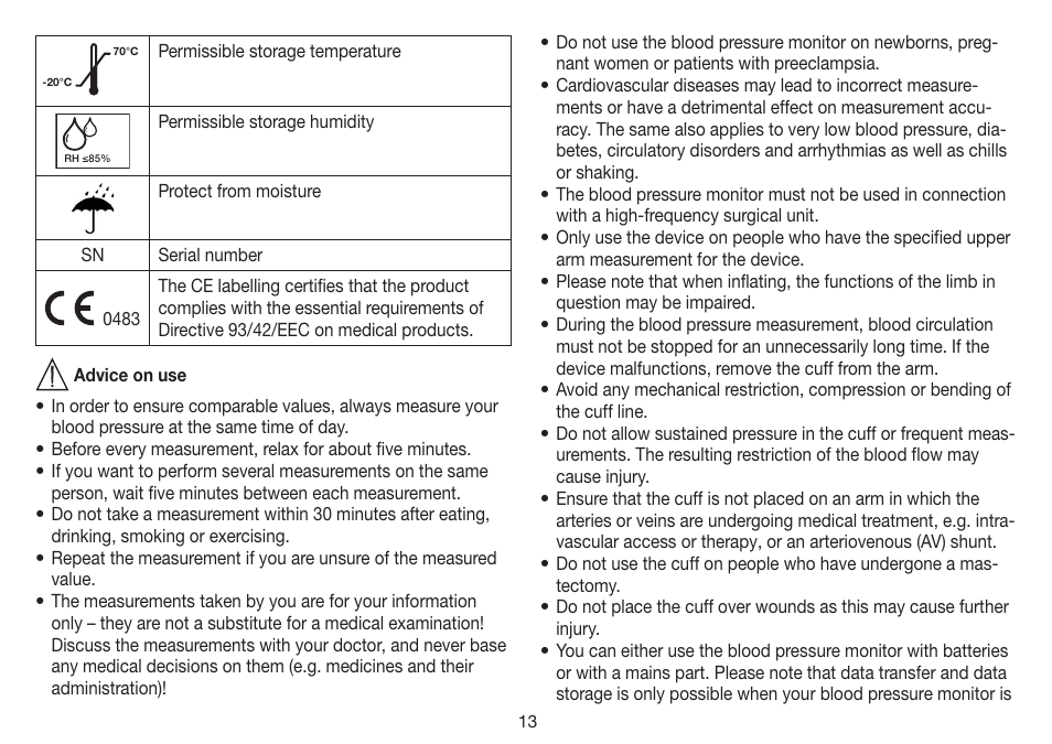 Beurer BM 35 User Manual | Page 13 / 80