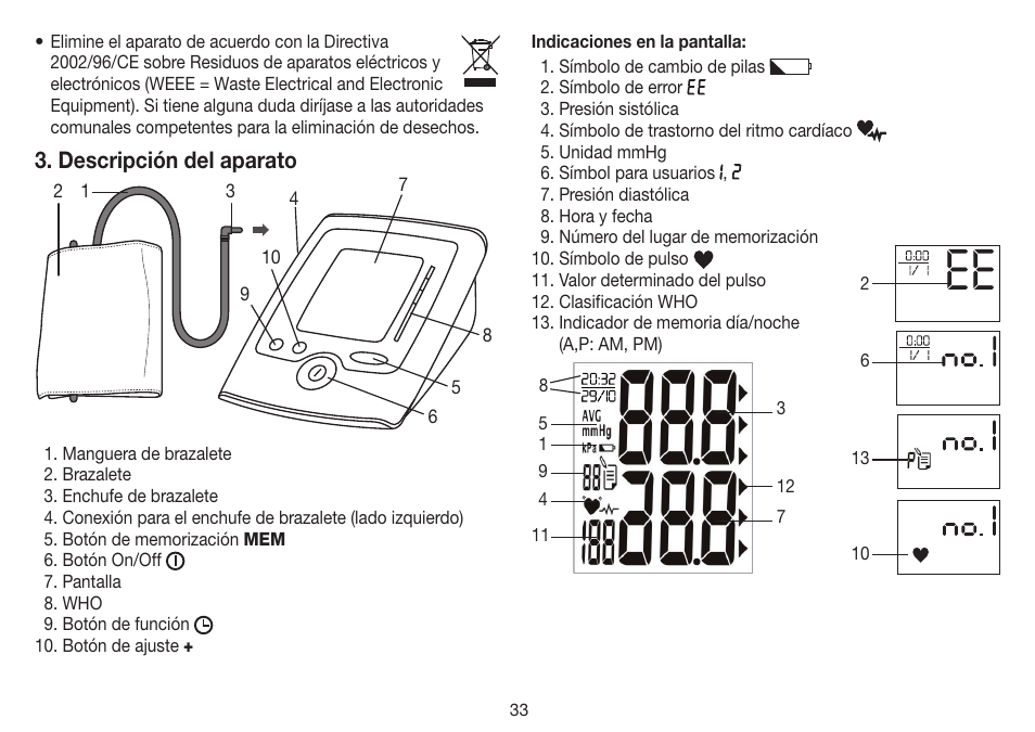 Descripción del aparato | Beurer BM 35 User Manual | Page 33 / 80