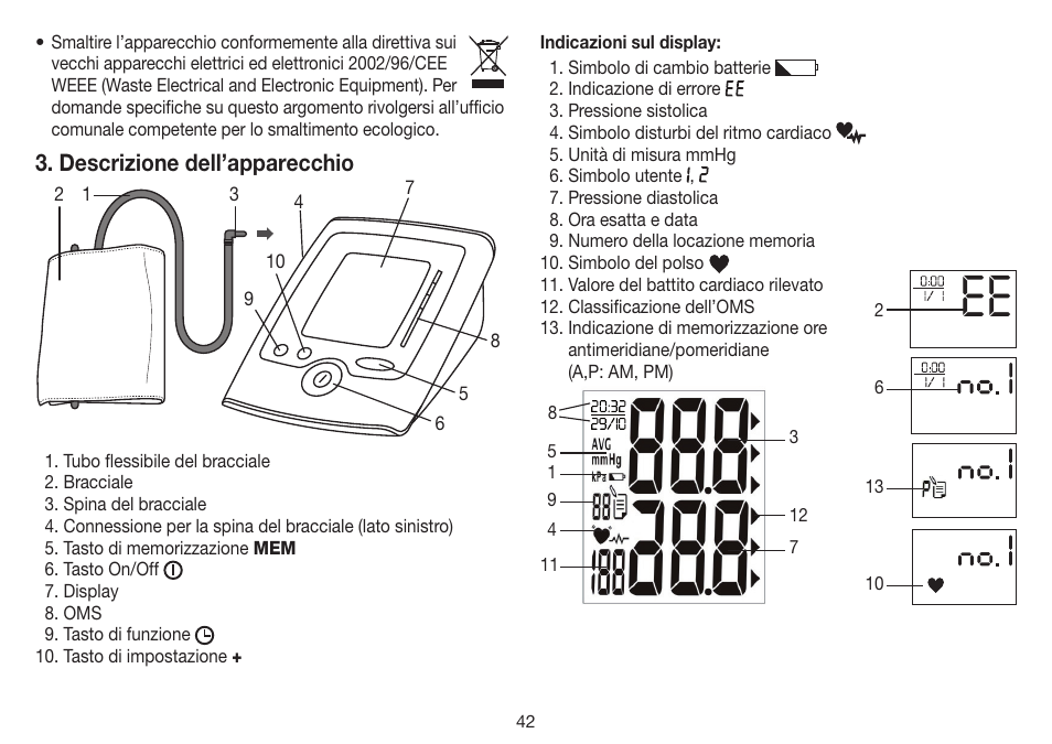 Descrizione dell’apparecchio | Beurer BM 35 User Manual | Page 42 / 80