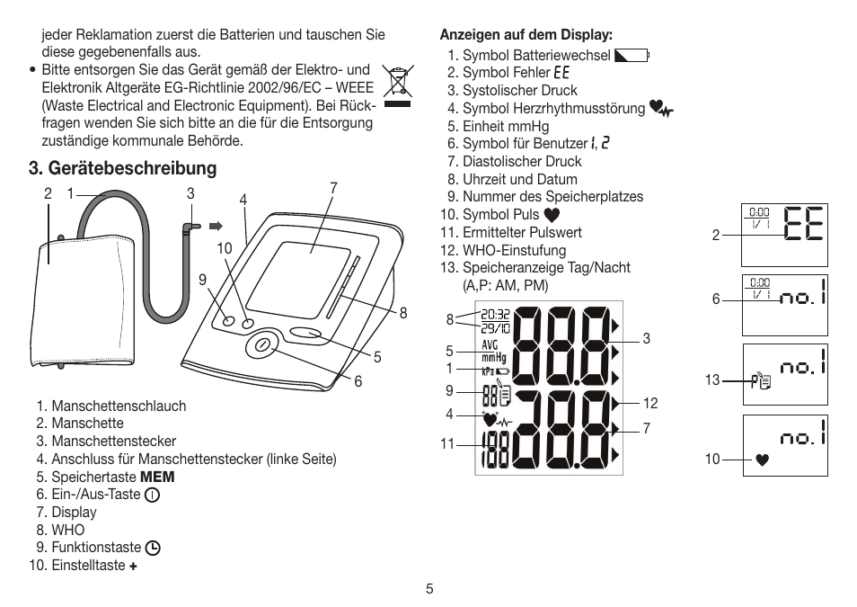 Gerätebeschreibung | Beurer BM 35 User Manual | Page 5 / 80