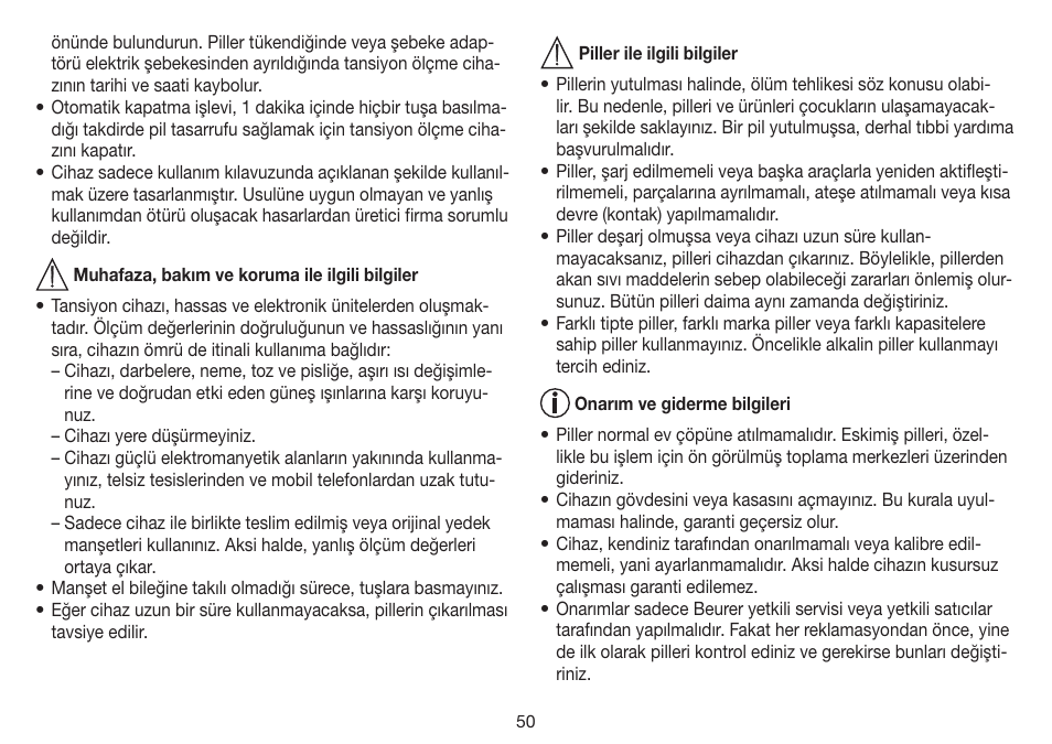 Beurer BM 35 User Manual | Page 50 / 80