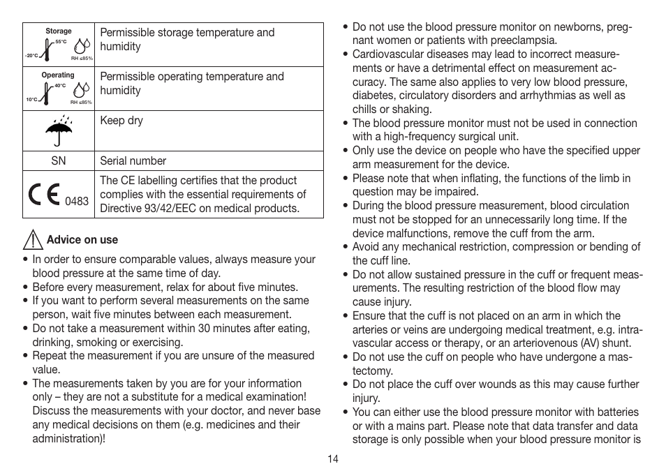 Beurer BM 40 User Manual | Page 14 / 92