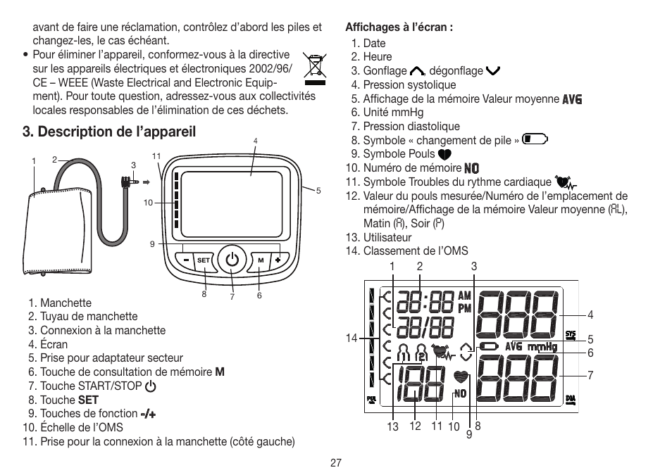 Description de l’appareil | Beurer BM 40 User Manual | Page 27 / 92