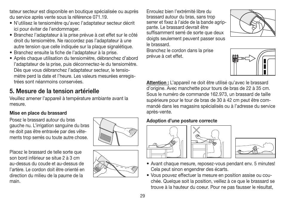 Mesure de la tension artérielle | Beurer BM 40 User Manual | Page 29 / 92