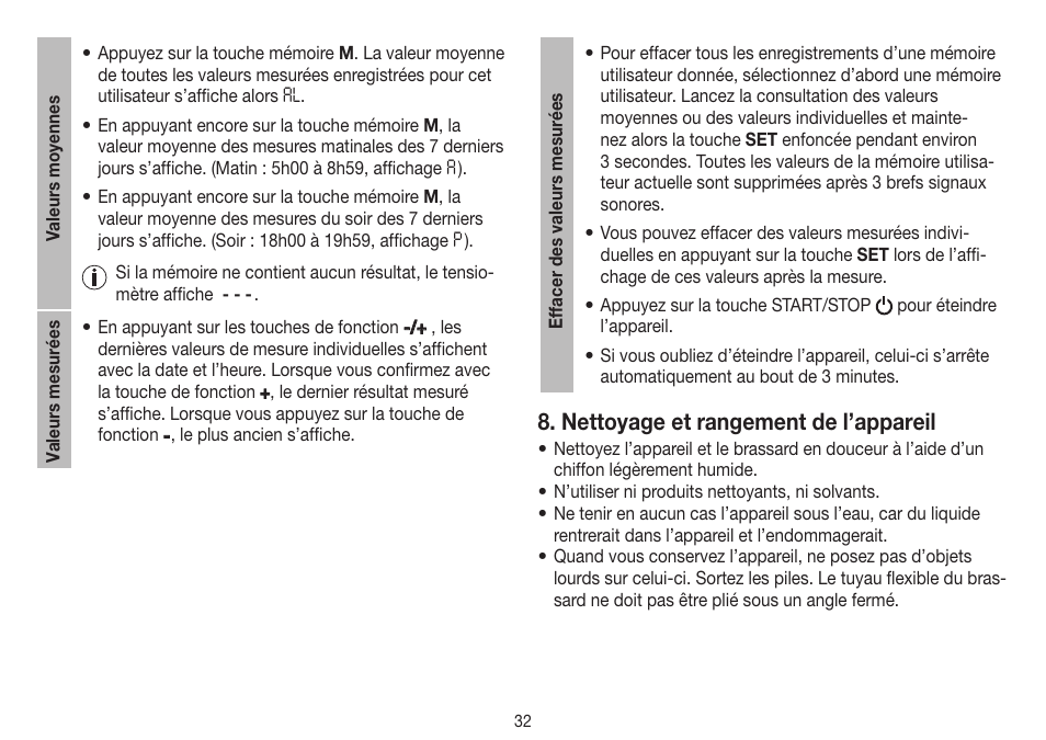 Nettoyage et rangement de l’appareil | Beurer BM 40 User Manual | Page 32 / 92