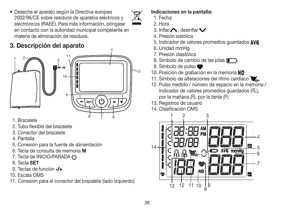 Descripción del aparato | Beurer BM 40 User Manual | Page 38 / 92