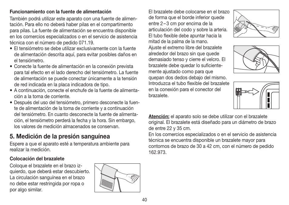 Medición de la presión sanguínea | Beurer BM 40 User Manual | Page 40 / 92