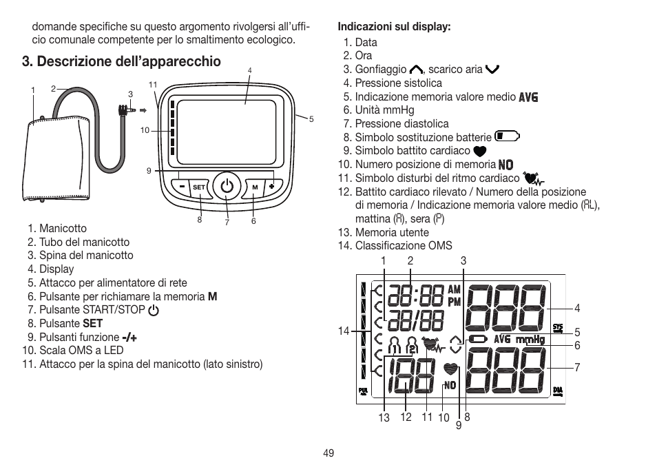 Descrizione dell’apparecchio | Beurer BM 40 User Manual | Page 49 / 92