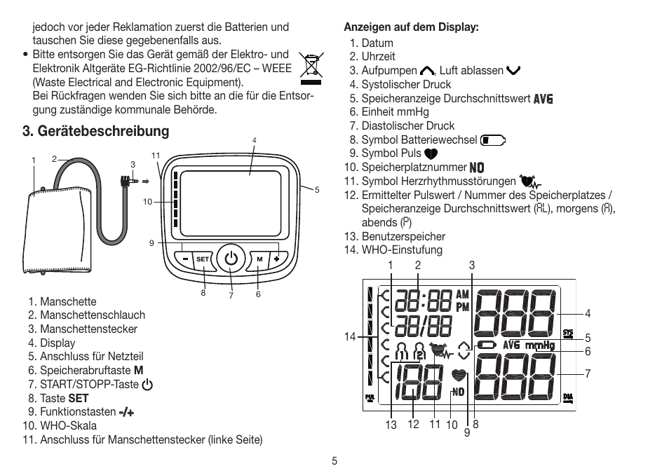 Gerätebeschreibung | Beurer BM 40 User Manual | Page 5 / 92