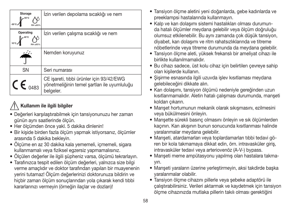 Beurer BM 40 User Manual | Page 58 / 92