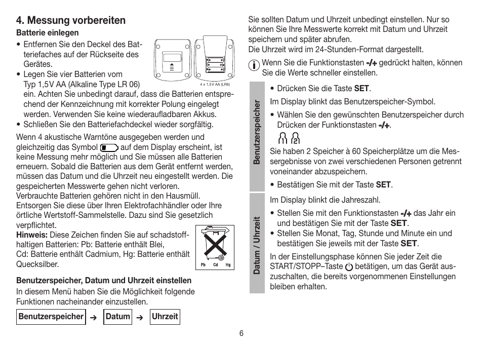 Messung vorbereiten | Beurer BM 40 User Manual | Page 6 / 92