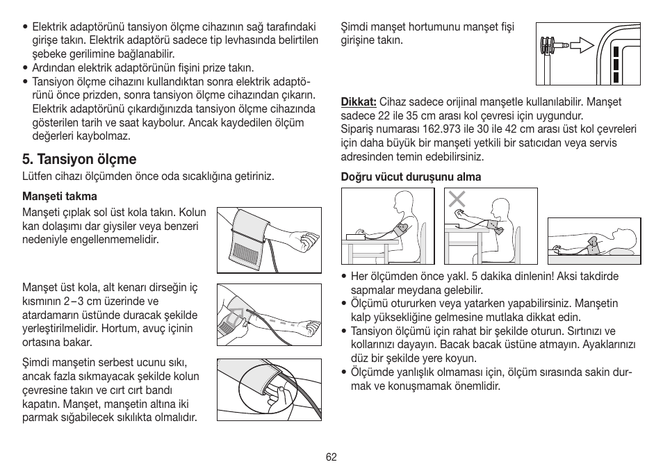 Tansiyon ölçme | Beurer BM 40 User Manual | Page 62 / 92