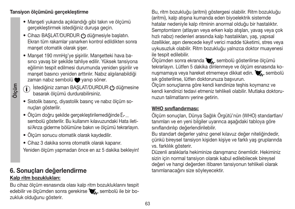 Sonuçları değerlendirme | Beurer BM 40 User Manual | Page 63 / 92