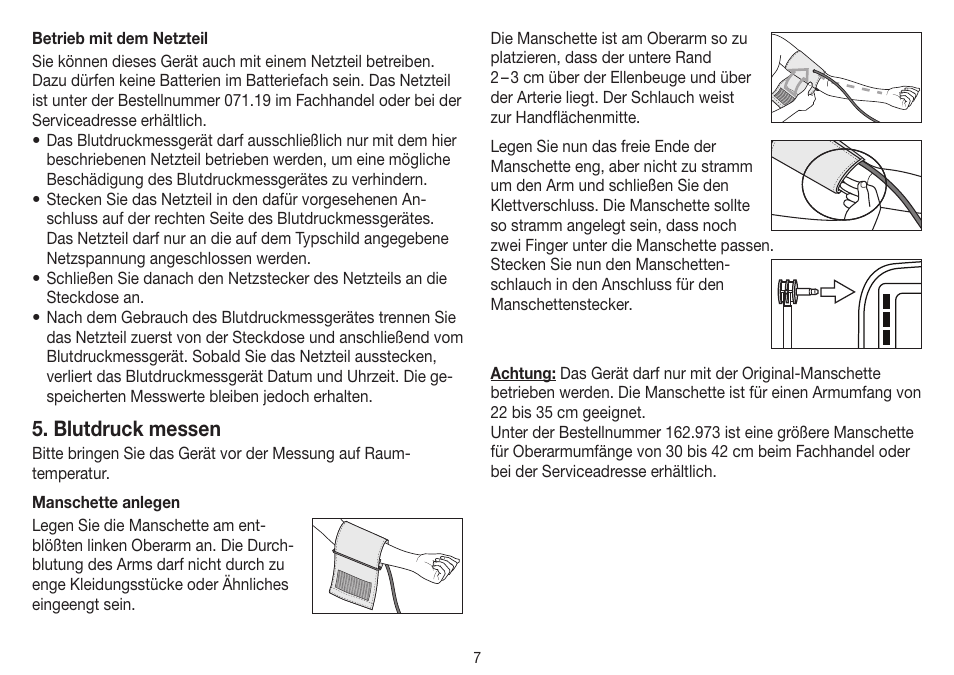 Blutdruck messen | Beurer BM 40 User Manual | Page 7 / 92